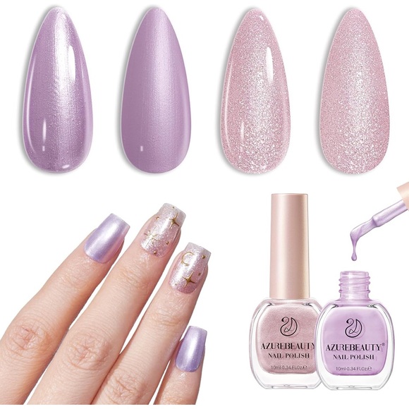Other - NAIL POLISH SET Pastel Purple & Glitter Pink –Fast Dry, Long Lasting– New in Box